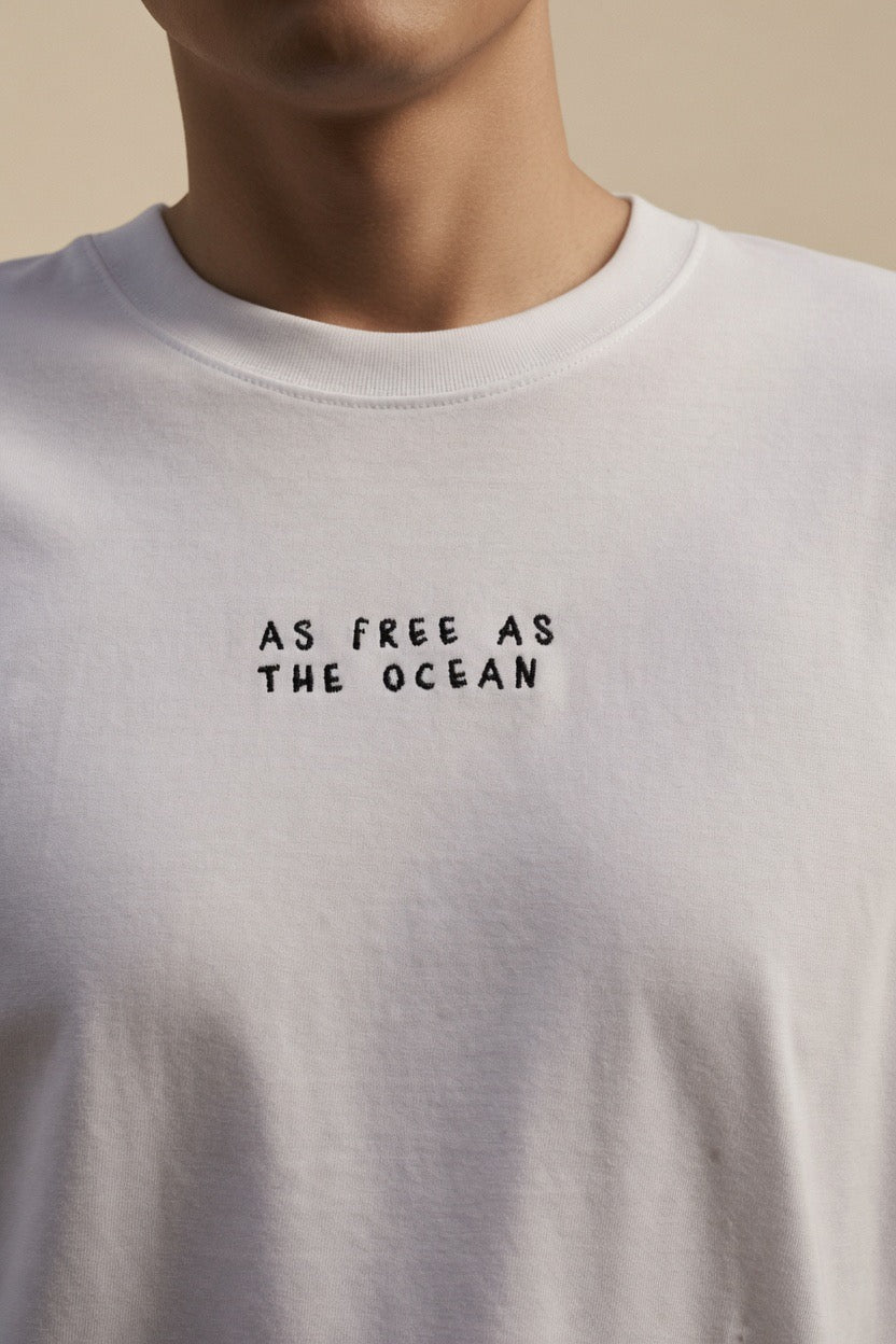 T-shirt White As Free As the Ocean